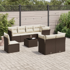 vidaXL 9-részes barna polyrattan kerti ülőgarnitúra párnákkal kerti bútor