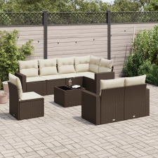 vidaXL 9 részes barna polyrattan kerti ülőgarnitúra párnákkal kerti bútor