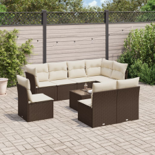 vidaXL 9-részes barna polyrattan kerti ülőgarnitúra párnákkal kerti bútor