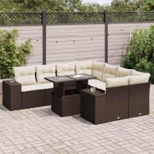 vidaXL 9 részes barna polyrattan kerti ülőgarnitúra párnákkal kerti bútor