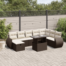 vidaXL 9 részes barna polyrattan kerti ülőgarnitúra párnákkal kerti bútor