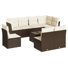 vidaXL 9 részes barna polyrattan kerti ülőgarnitúra párnákkal (3217773) kerti bútor
