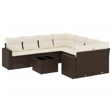 vidaXL 9 részes barna polyrattan kerti ülőgarnitúra párnákkal (3218753) kerti bútor