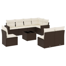 vidaXL 9 részes barna polyrattan kerti ülőgarnitúra párnákkal (3219073) kerti bútor