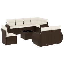 vidaXL 9 részes barna polyrattan kerti ülőgarnitúra párnákkal (3221652) kerti bútor