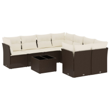 vidaXL 9 részes barna polyrattan kerti ülőgarnitúra párnákkal (3249162) kerti bútor