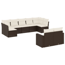 vidaXL 9-részes barna polyrattan kerti ülőgarnitúra párnákkal (3251760) kerti bútor