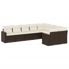 vidaXL 9-részes barna polyrattan kerti ülőgarnitúra párnákkal (3251780) kerti bútor