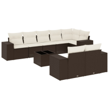 vidaXL 9 részes barna polyrattan kerti ülőgarnitúra párnákkal (3255170) kerti bútor