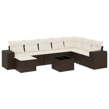 vidaXL 9 részes barna polyrattan kerti ülőgarnitúra párnákkal (3255310) kerti bútor