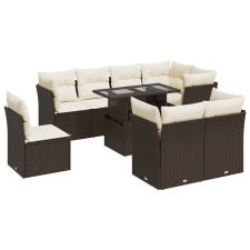 vidaXL 9 részes barna polyrattan kerti ülőgarnitúra párnákkal (3326184) kerti bútor
