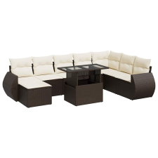 vidaXL 9 részes barna polyrattan kerti ülőgarnitúra párnákkal (3326694) kerti bútor