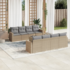 vidaXL 9-részes bézs polyrattan kerti ülőgarnitúra párnákkal kerti bútor