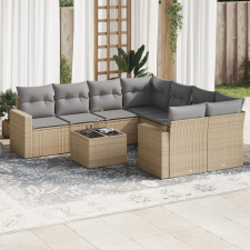 vidaXL 9-részes bézs polyrattan kerti ülőgarnitúra párnákkal kerti bútor