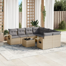 vidaXL 9-részes bézs polyrattan kerti ülőgarnitúra párnákkal kerti bútor