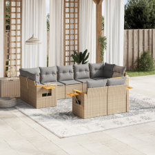 vidaXL 9-részes bézs polyrattan kerti ülőgarnitúra párnákkal kerti bútor