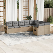 vidaXL 9-részes bézs polyrattan kerti ülőgarnitúra párnákkal kerti bútor