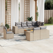 vidaXL 9-részes bézs polyrattan kerti ülőgarnitúra párnákkal kerti bútor
