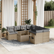 vidaXL 9 részes bézs polyrattan kerti ülőgarnitúra párnákkal kerti bútor