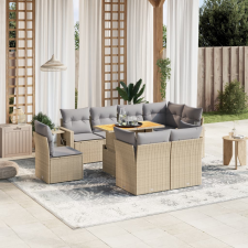 vidaXL 9 részes bézs polyrattan kerti ülőgarnitúra párnákkal kerti bútor