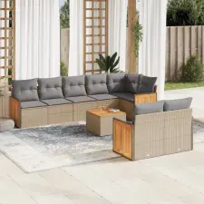 vidaXL 9-részes bézs polyrattan kerti ülőgarnitúra párnákkal kerti bútor