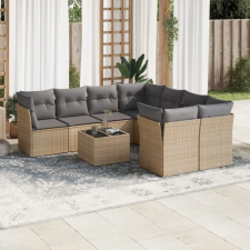 vidaXL 9-részes bézs polyrattan kerti ülőgarnitúra párnákkal kerti bútor
