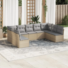 vidaXL 9-részes bézs polyrattan kerti ülőgarnitúra párnákkal kerti bútor