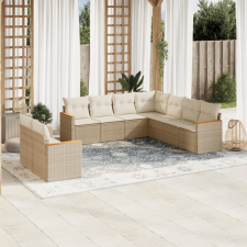 vidaXL 9-részes bézs polyrattan kerti ülőgarnitúra párnákkal kerti bútor