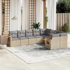 vidaXL 9-részes bézs polyrattan kerti ülőgarnitúra párnákkal kerti bútor