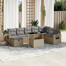 vidaXL 9-részes bézs polyrattan kerti ülőgarnitúra párnákkal kerti bútor