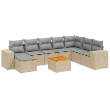 vidaXL 9-részes bézs polyrattan kerti ülőgarnitúra párnákkal (3225583) kerti bútor