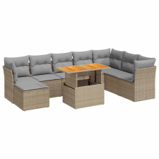 vidaXL 9 részes bézs polyrattan kerti ülőgarnitúra párnákkal (3326964) kerti bútor