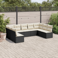 vidaXL 9 részes fekete polyrattan kerti ülőgarnitúra párnákkal kerti bútor