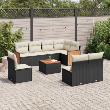 vidaXL 9 részes fekete polyrattan kerti ülőgarnitúra párnákkal kerti bútor