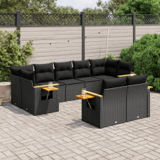 vidaXL 9 részes fekete polyrattan kerti ülőgarnitúra párnákkal kerti bútor