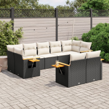 vidaXL 9 részes fekete polyrattan kerti ülőgarnitúra párnákkal kerti bútor
