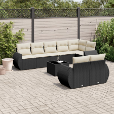 vidaXL 9 részes fekete polyrattan kerti ülőgarnitúra párnákkal kerti bútor