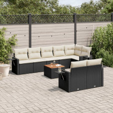 vidaXL 9 részes fekete polyrattan kerti ülőgarnitúra párnákkal kerti bútor
