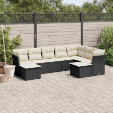 vidaXL 9 részes fekete polyrattan kerti ülőgarnitúra párnákkal kerti bútor