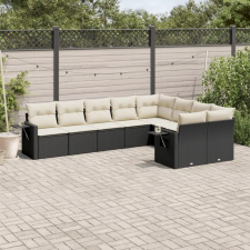 vidaXL 9 részes fekete polyrattan kerti ülőgarnitúra párnákkal kerti bútor