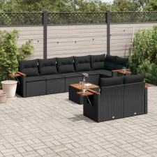vidaXL 9 részes fekete polyrattan kerti ülőgarnitúra párnákkal kerti bútor