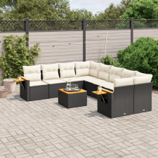 vidaXL 9 részes fekete polyrattan kerti ülőgarnitúra párnákkal kerti bútor