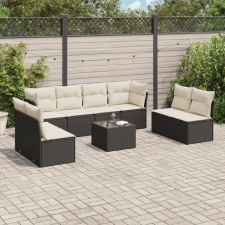 vidaXL 9 részes fekete polyrattan kerti ülőgarnitúra párnákkal kerti bútor