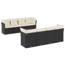 vidaXL 9 részes fekete polyrattan kerti ülőgarnitúra párnákkal (3217306) kerti bútor