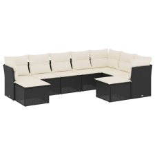 vidaXL 9 részes fekete polyrattan kerti ülőgarnitúra párnákkal (3218566) kerti bútor