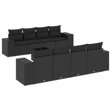 vidaXL 9 részes fekete polyrattan kerti ülőgarnitúra párnákkal (3222344) kerti bútor