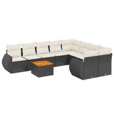 vidaXL 9 részes fekete polyrattan kerti ülőgarnitúra párnákkal (3224929) kerti bútor