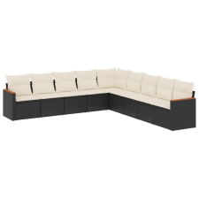 vidaXL 9 részes fekete polyrattan kerti ülőgarnitúra párnákkal (3226056) kerti bútor