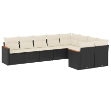 vidaXL 9 részes fekete polyrattan kerti ülőgarnitúra párnákkal (3226301) kerti bútor