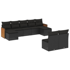 vidaXL 9 részes fekete polyrattan kerti ülőgarnitúra párnákkal (3228050) kerti bútor